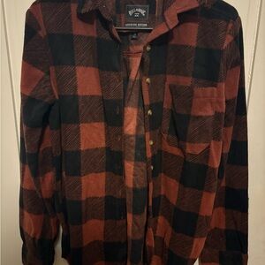 Billabong Adventure Division Red and Black Flannel Shirt
